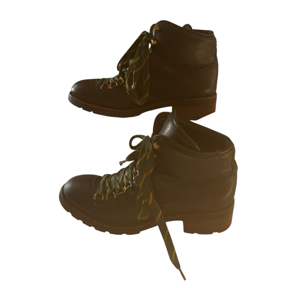 Frye Alta Hiker Womens Ankle Leather Boots‎ SZ 9M black Combat Western steampunk - Picture 3 of 16